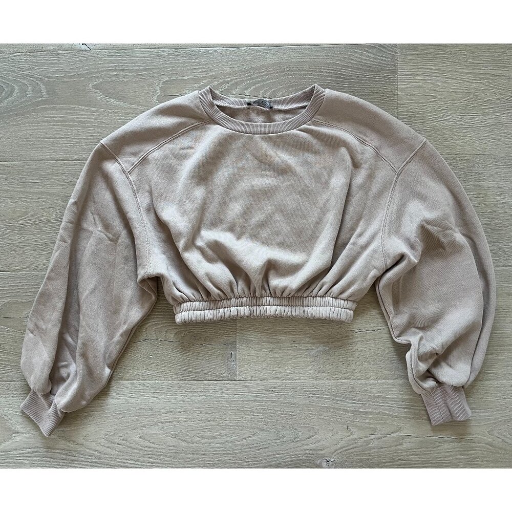 Zara Beige Cropped Sweatshirt